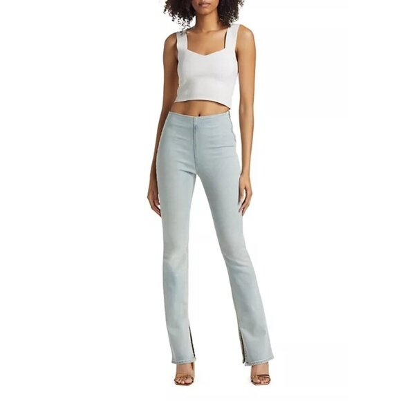 NWT EB Denim Split Hem Denim Fitted Flare Jeggings Jeans Size XS - Picture 1 of 7